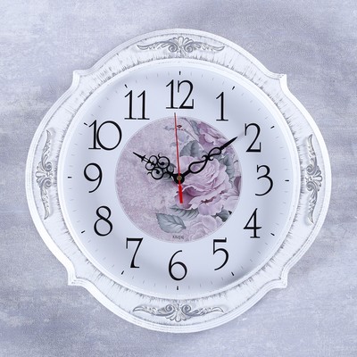 Часы настенные, серия: Классика, &quot;Баконг&quot;, белое серебро, 40х40 см