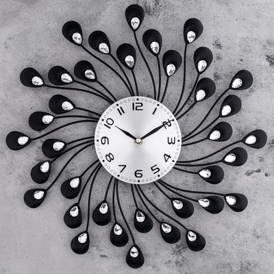Часы настенные, серия: Ажур, Лепестки с кристаламиd=40 см