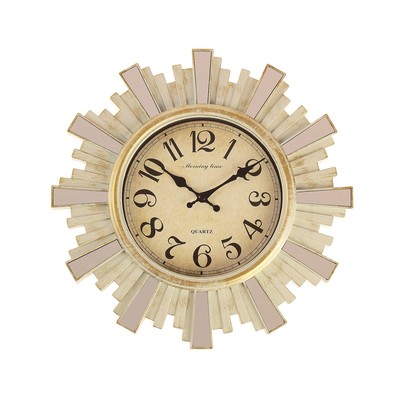 Часы настенные, серия: Интерьер, Лучики Солнца, круглые, с зеркалом, бежевые, d=30 см