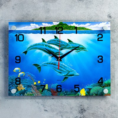 Часы настенные, серия: Море, &quot;Дельфины&quot;, 25х35 см