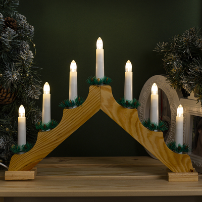 Фигура дерв.&quot;Горка рождественская дерево&quot;, 7 свечей LED, Е10, 220 В, Т/БЕЛЫЙ