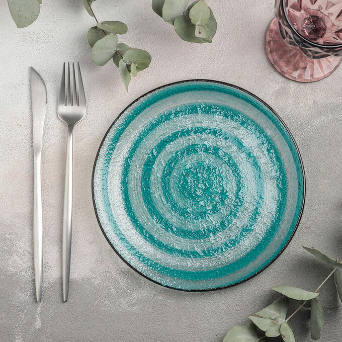 Тарелка десертная «Карамель», 20 см, цвет синий
