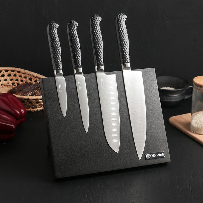 Набор RainDrops из 4 кухонных ножей на магнитной подставке
