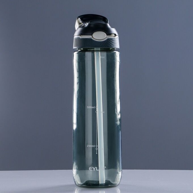 Бутылка для воды 800 мл, с поильником, на карабине, 7.5х27 см, микс