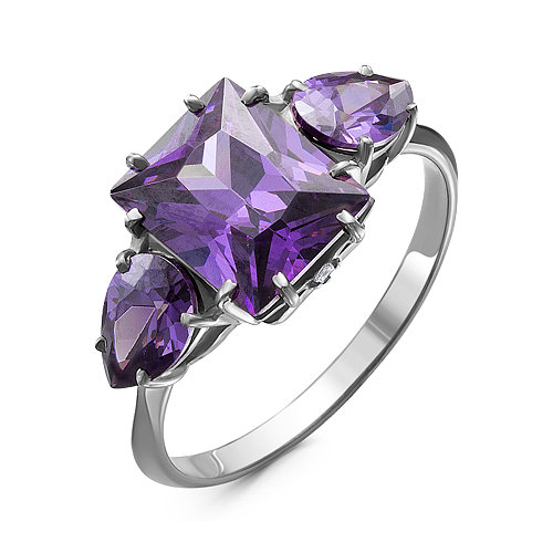 Artefakt Серебряное кольцо с фианитами фиолетового цвета - 1179