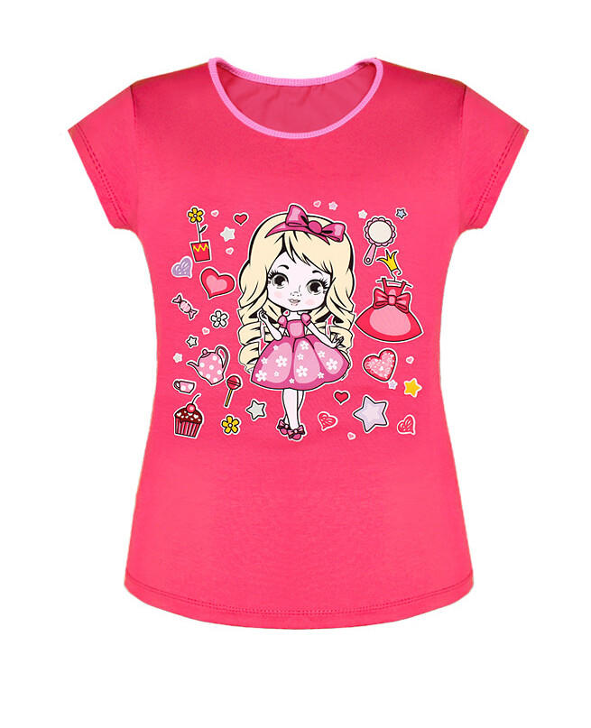 Розовая футболка для девочки Цвет: розовый