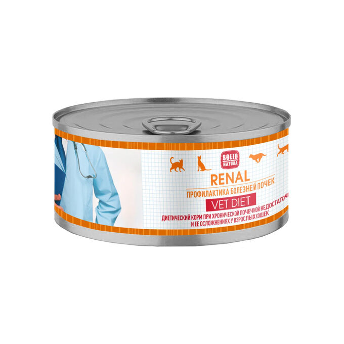 D VET Solid Natura &quot;Renal&quot; для кошек 100гр. влажный корм, диета.