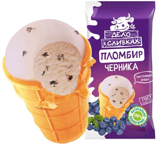 Вафельный стакан "Дело в сливках" пломбир ванильный 12% с ягодой ...