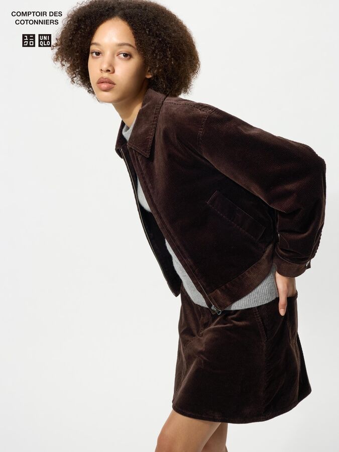 UNIQLO - вельветовая короткая куртка - 38 DARKBROWN
