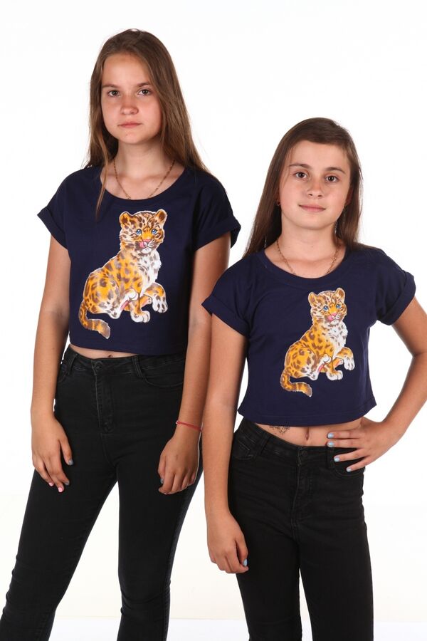 Итос+ Короткая футболка Леопард (Темно-синий)