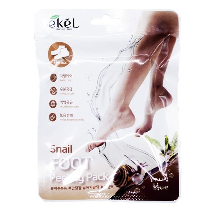 Ekel cosmetics Ekel Пилинг-носочки для стоп с муцином улитки Snail Foot Peeling Pack, 20мл*2шт