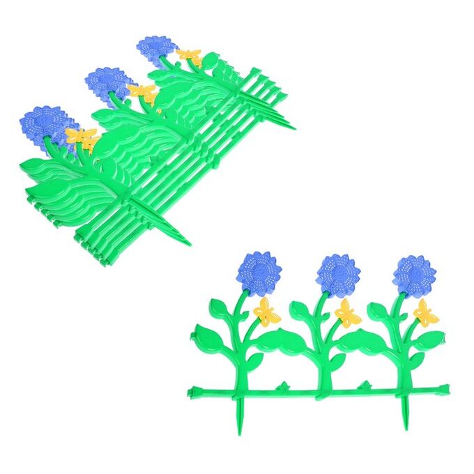 Ограждение декоративное, 36 ? 330 см, 6 секций, пластик, цвет МИКС, «Цветник № 3»