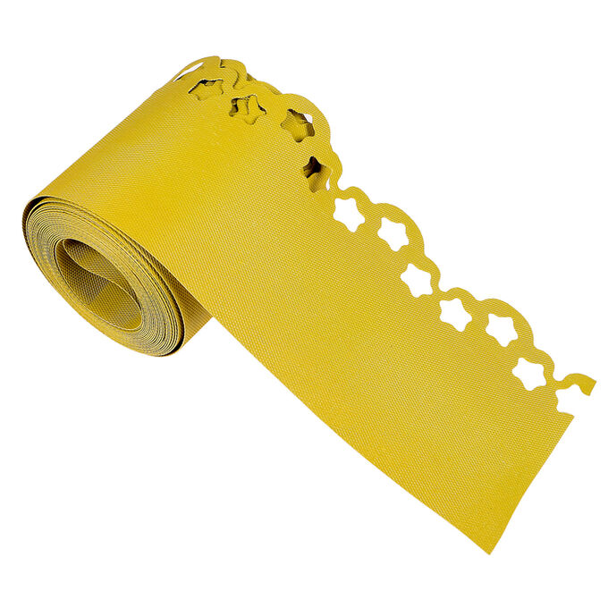 Лента бордюрная, 0.2 ? 9 м, толщина 1.2 мм, пластиковая, фигурная, жёлтая
