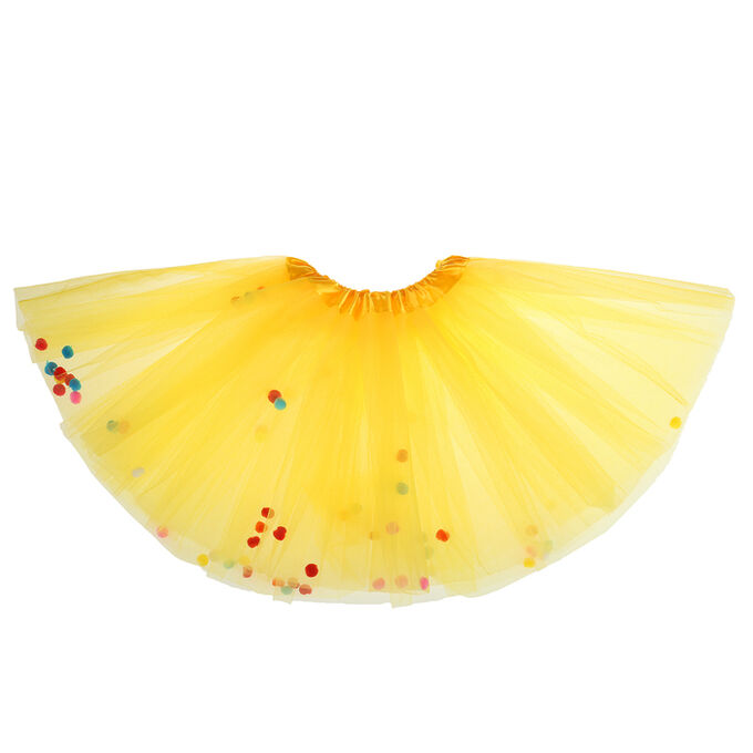 Карнавальная юбка «Шарики», двухслойная, цвет жёлтый