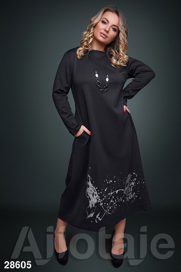Ajiotaje Платье макси черного цвета со скрытыми кармашками