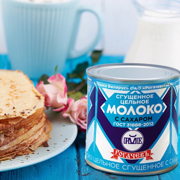 Рогачевъ / Молоко цельное сгущенное с сахаром 8,5% 380гр, ГОСТ 31688 ...