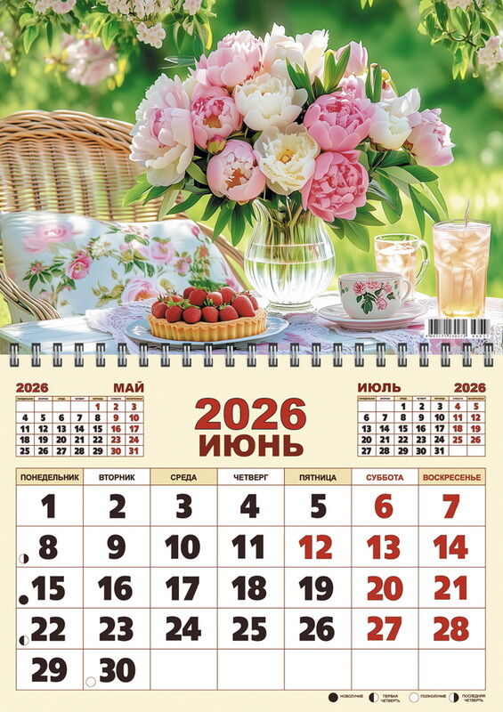 Келинс Отрывной одноблочный календарь формата А2, 42х59см