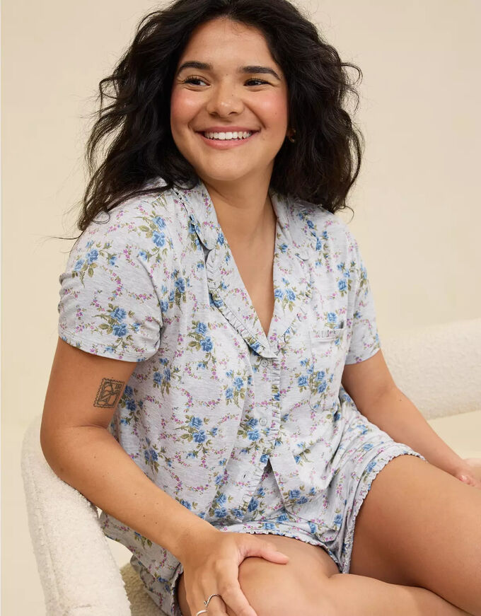 American Eagle Aerie Real Soft® Ruffle Pajama Shirt