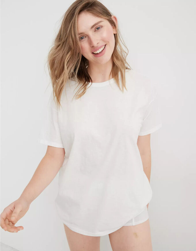 American Eagle Aerie Distressed Basic Boyfriend T-Shirt