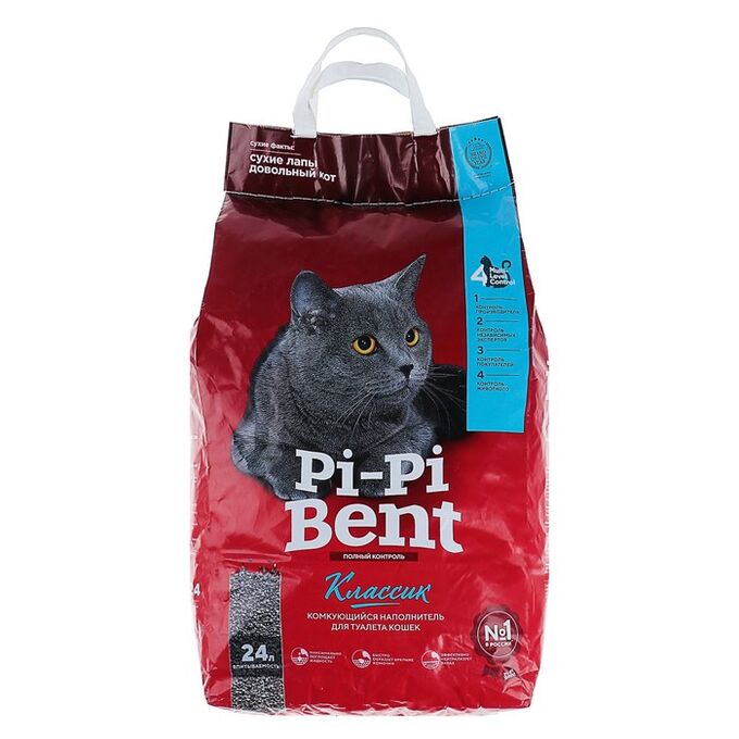 Pi-Pi Bent Наполнитель минеральный комкующийся Pi-Pi-Bent Classic, крафт-пакет, 10 кг