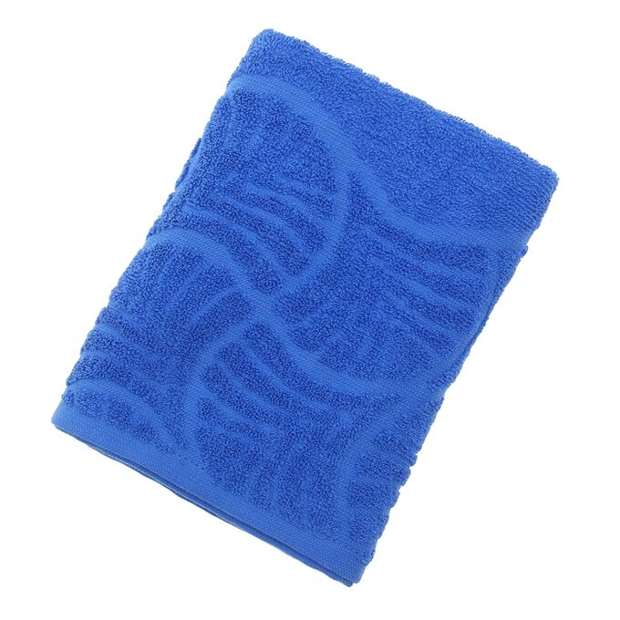 Полотенце махровое &quot;Волна&quot;, размер 50х90 см, 300 гр/м2, цвет синий