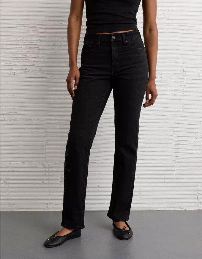 American Eagle AE Stretch Super High-Waisted Bat Straight Jean