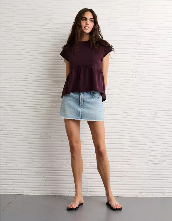 American Eagle AE Sunchaser Knit Tie Back Babydoll T-Shirt