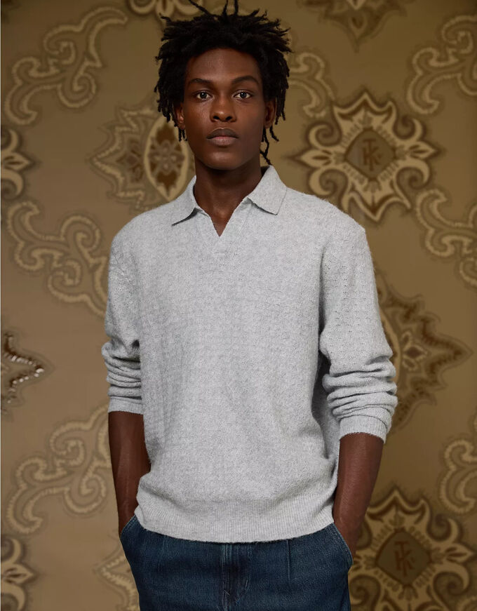 American Eagle AE x Tru Kolors Long Sleeve Sweater Polo