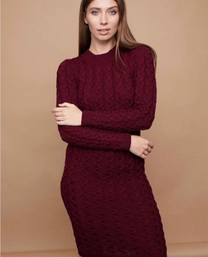 Платье вязаное, цвет: бордовый