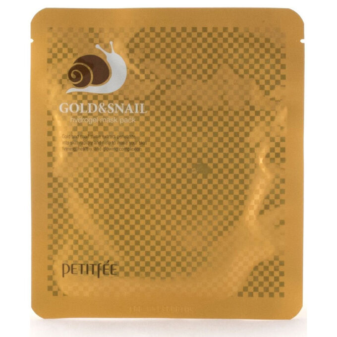 Petitfee Гидрогелевая маска с золотом и улиточным Gold &amp; Snail Hydrogel Mask Pack , 1шт30мл
