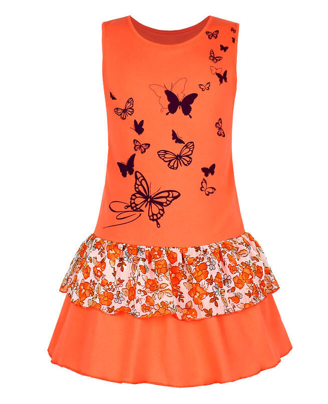 Оранжевый сарафан(платье) для девочки соборками Цвет: бирюзовый