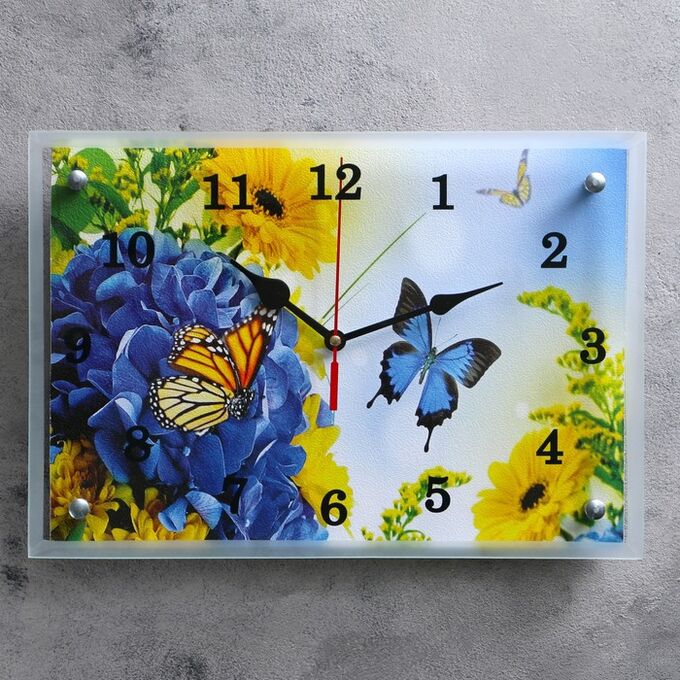 Часы настенные, серия: Цветы, &quot;Бабочки&quot;, 25х35 см, микс