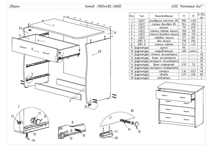 Сборка комода белла 480
