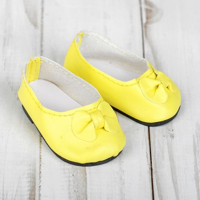 Туфли для куклы «Бантик», длина стопы: 7 см, цвет жёлтый