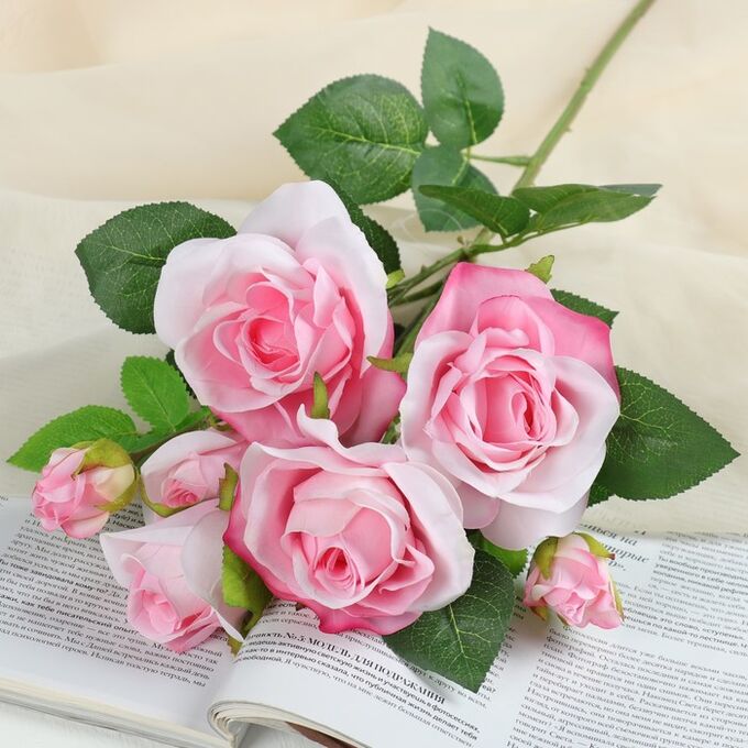 Poetry in flowers Цветы искусственные «Розочки кустовые», 8x65 см, розовые