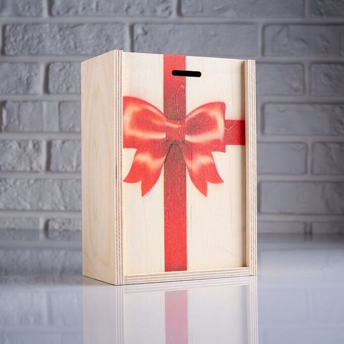 Дарим красиво Коробка подарочная 14x8x20 см деревянная пенал &quot;Подарок&quot;, с печатью