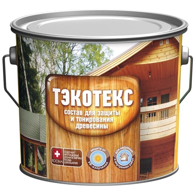 Состав ТЭКОТЕКС для защиты и тонирования древесины рябина, ведро 7,6 кг