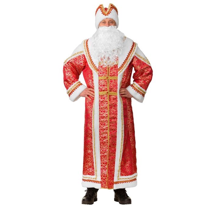 Карнавальный костюм «Дед Мороз Боярский», шуба, шапка, борода, мешок, р. 54-56