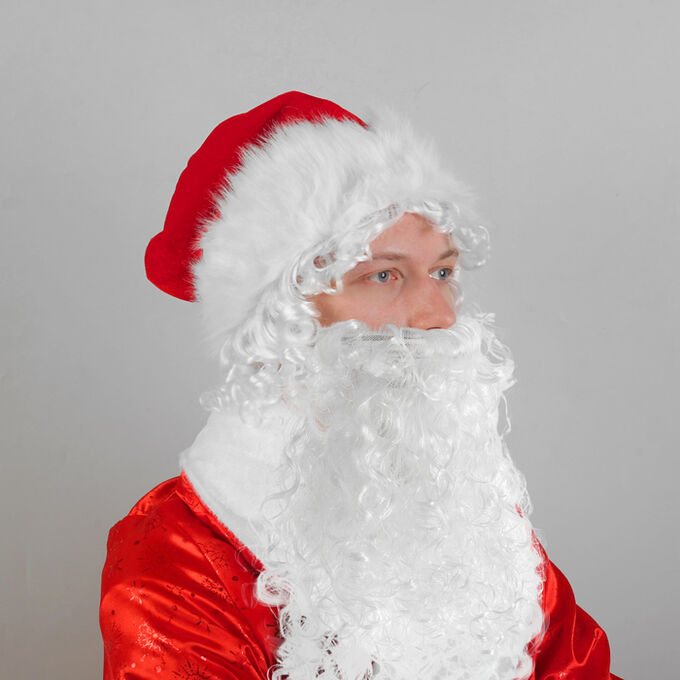 Новогодний набор «Дедушка Мороз», шапка с волосами, борода на резинке