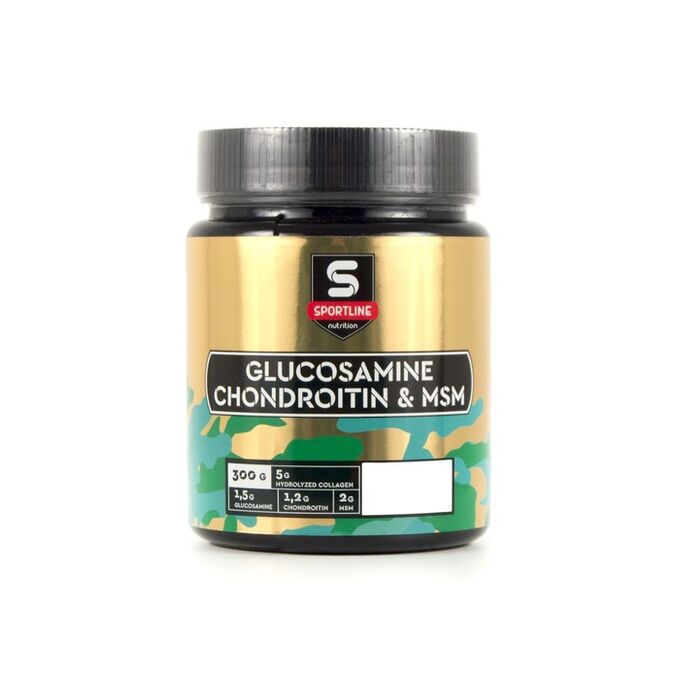 Специальный препарат SportLine Nutrition Glucosamine &amp; Chondroitin &amp; MSM Powder, Тропик, спортивное питание, 300 г