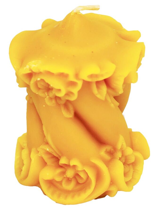 Мёд и конфитюр России Свеча восковая Свеча витая с цветами 8,5 см 136 гр.