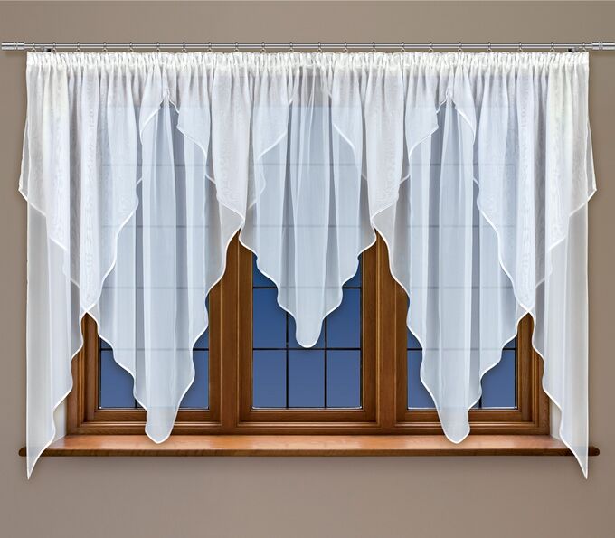 Фиранка Готовые шторы арт.  0034/Б, АГНЕС, цвет белый, занавеска, размеры 400 см ширина х 170 см высота из ВУАЛИ, на шторной ленте