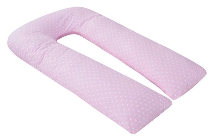 Подушка для беременных &quot;AmaroBaby&quot; U-образная,340*35 см. (файбер, бязь) сердечки розовые