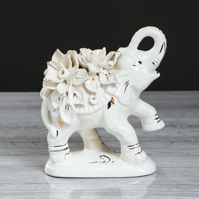 Сувенир-статуэтка &quot;Слон индийский&quot;, белый, лепка, 17,5 см, микс