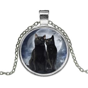 ALK145 Кулон с цепочкой Чёрные коты