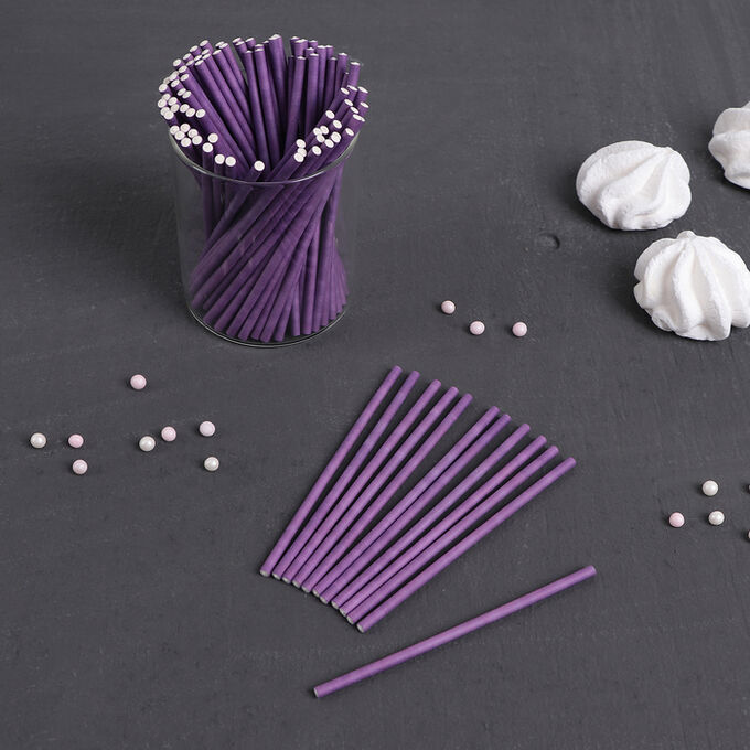 СИМА-ЛЕНД Палочки для кейкпопсов, 100 шт, 10x0,2 см, цвет фиолетовый