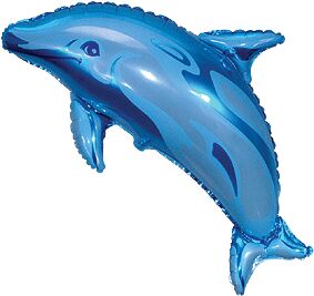 902546 Шар-фигура/ мини фольга, &quot;Дельфин  голубой&quot; (FM), 15&quot;/38 см