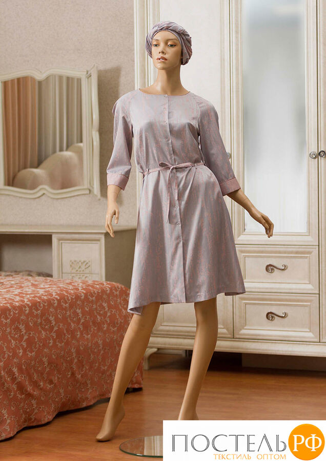 6184603-M/L Платье для дома Ronico Tencel серо-розовый