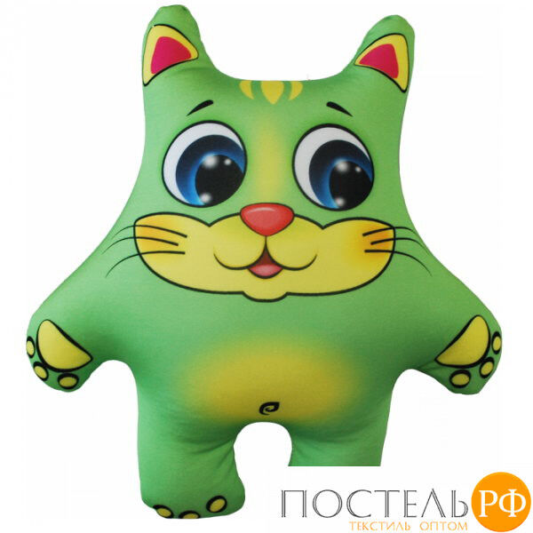 Игрушка «Кот» (Аи02жив29, 28х27, Зеленый, Кристалл, Микрогранулы полистирола)