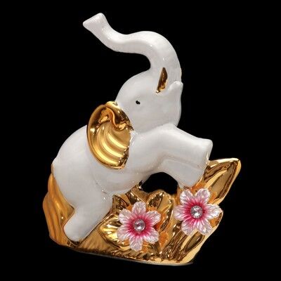 Сувенир керамика &quot;Белый слон с цветами&quot; 14,5х14,8х5,2 см